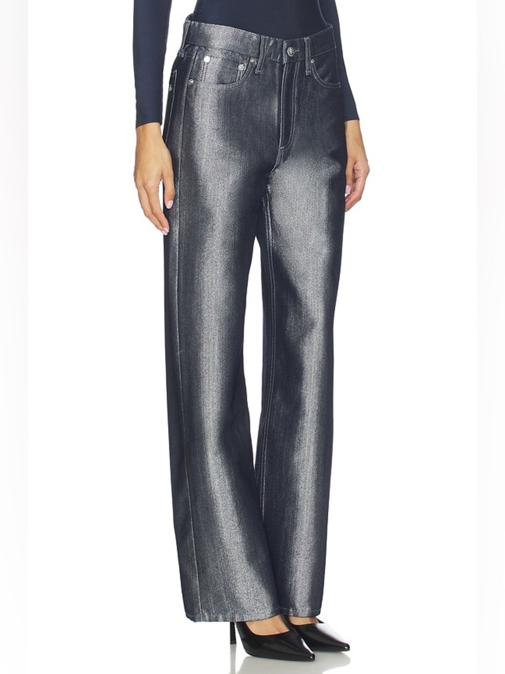 rag & bone Logan Wide Jeans in Indgo Lurex Size 28 MSRP $328 - Picture 3 of 6